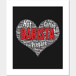 Barista Heart Shape Word Cloud Coffee Bar Espresso product Posters and Art